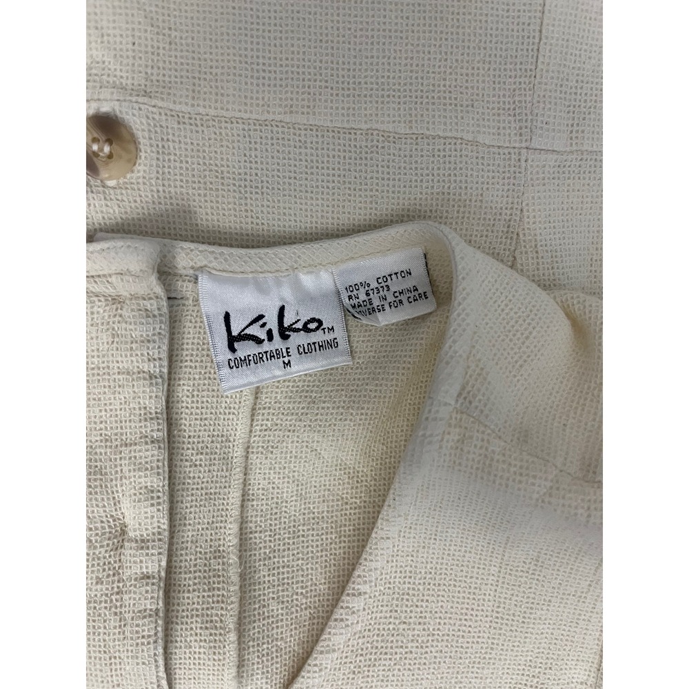 Kiko Comfortable Clothing Womens Medium Cream Cotton Button Back Midi Dress - Picture 4 of 5